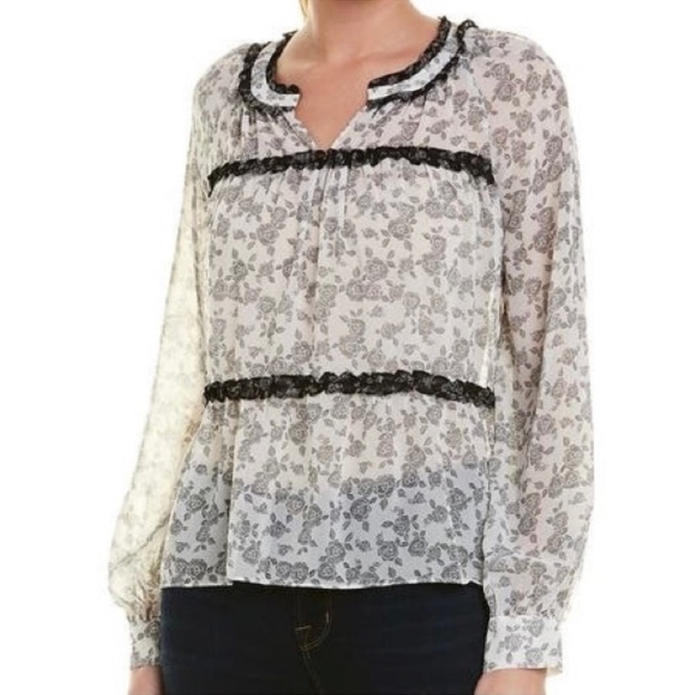 Vince Camuto Ditsy Roses Sheer Blouse Size Medium​